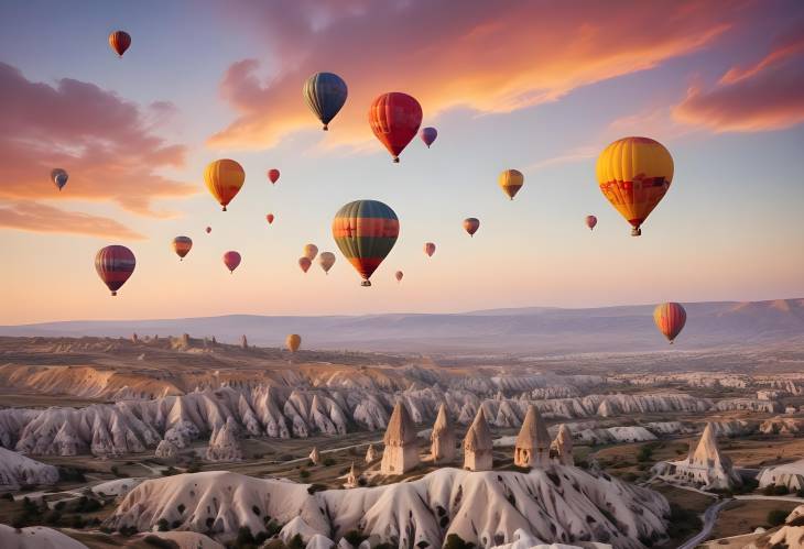 Enchanting Sunrise in Cappadocia Colorful Balloons Filling the Sky