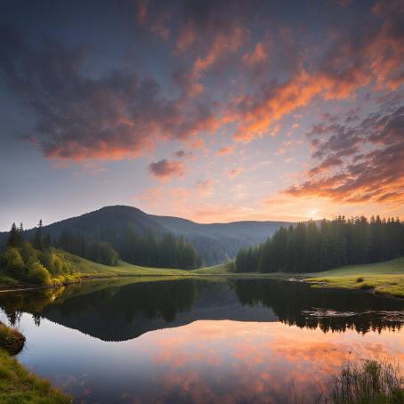 Enchanting Sunrise Over Polands Famous Mountain Pond