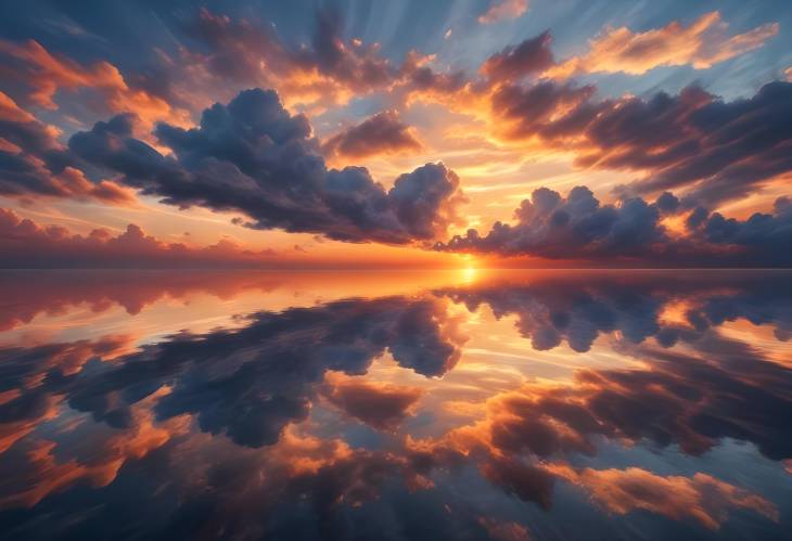 Enchanting Sunset Over the Sea with Reflections and Majestic Clouds