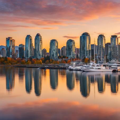 Enchanting Sunset Over Vancouver Downtown A British Columbia Skyline Showcase