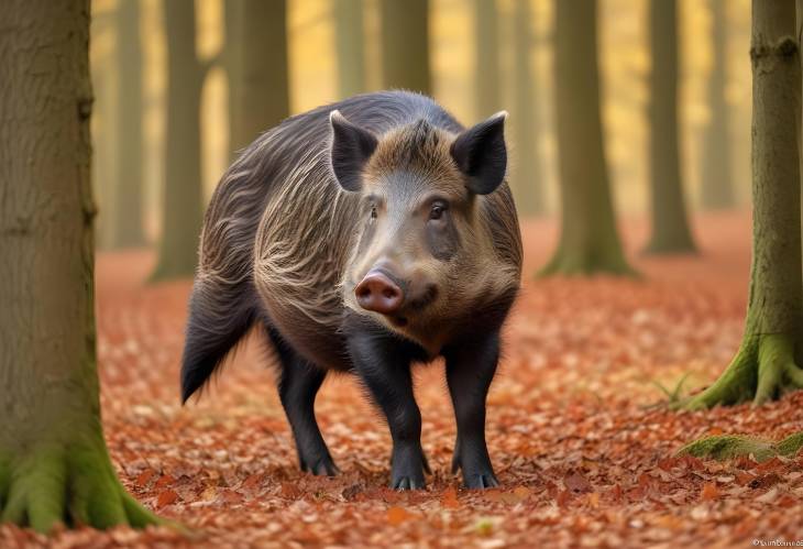 Encounter at the Forest Edge Wild Boar and Red Deer in Germany