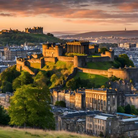 Epic Sunset Over Edinburgh Castle from Calton Hill