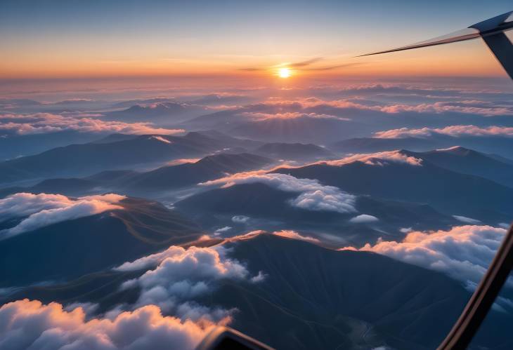 Epic Sunset Over the Blue Ridge Mountains Seen from a Private Aircraft Cockpit