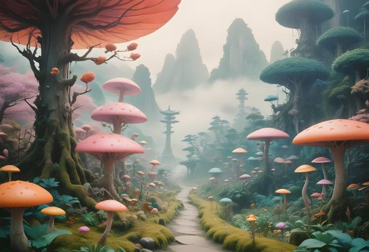 Ethereal and Surreal Anime World with Organic Structures and Warm Light