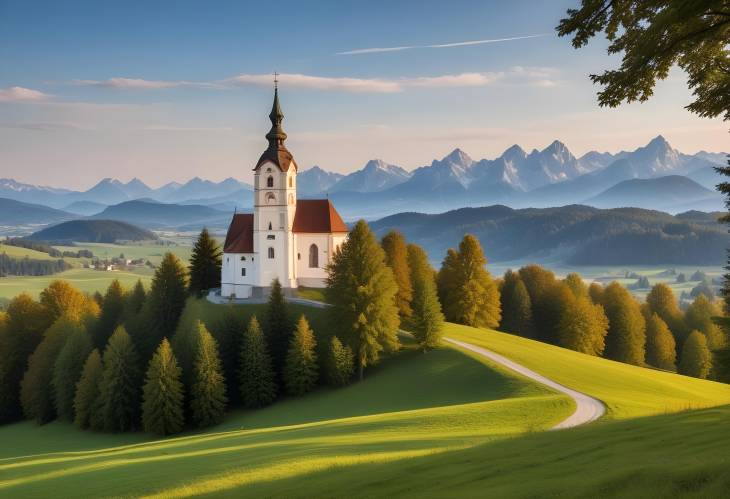 Etting Church and St. Andreas Stunning Wallpaper of Upper Bavarias Natural Landscape