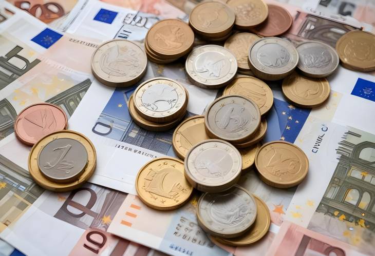 Euro Coins and Notes Close Up Financial Details