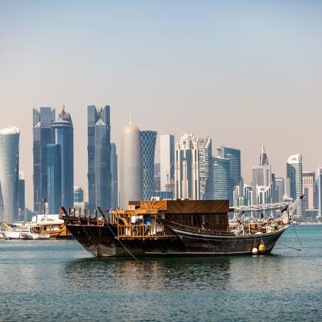 Evening Lights Over Doha Bay and Cityscape, Qatar