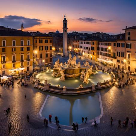 Evening Splendor at Piazza Navona Rome Heartbeat at Twilight