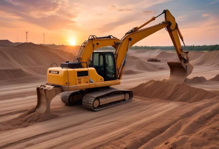 Excavator and Heavy Machinery in Action Clearing Forest for New Development and Site Preparation