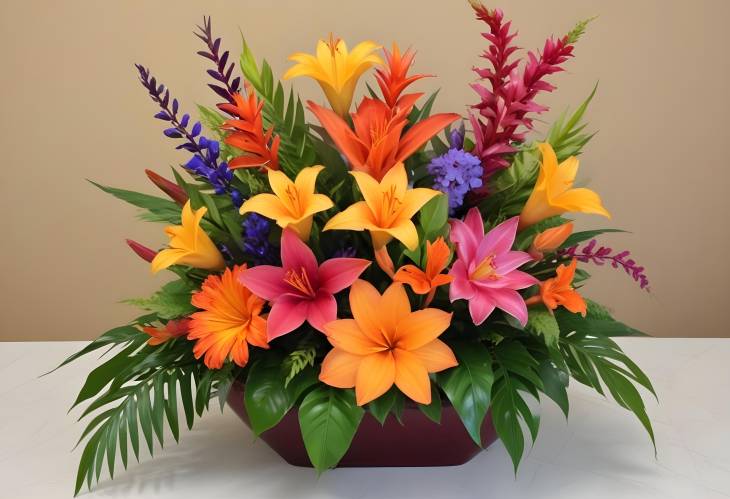 Exotic Blooms Arrangement Tropical Flowers in a Beautifully Designed Display