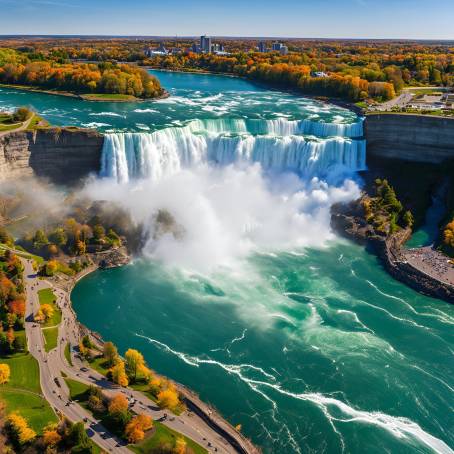 Experience Niagara Falls Clear Sunny Day Revealing Canadas Majestic Waterfall in All Its Glory