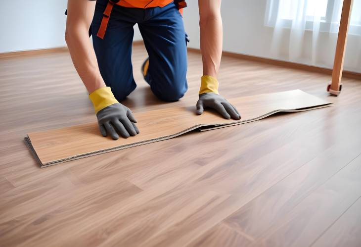 Expert Worker Installing Laminate Flooring Home Renovation in Action