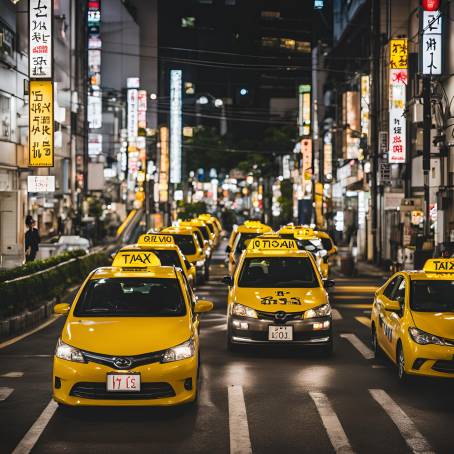 Exploring Fukuoka at Night Taxis and City Lights Circa 2015, Japan Urban Scene