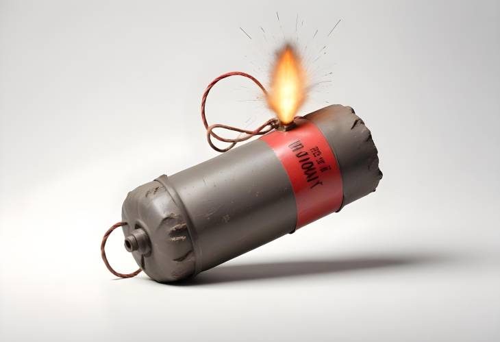 Explosive Dynamite Bomb with Timer Isolated on White Background for High Detail View