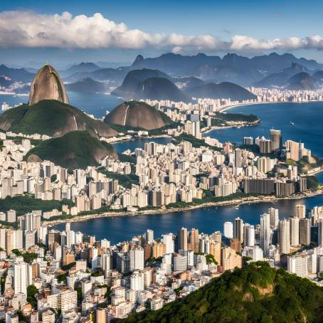 Fantastic Aerial View of Rio de Janeiro Skyline with Coastal and Urban Scenery in Brazil