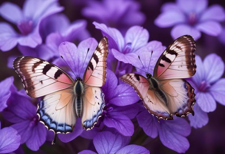 Fantastic Butterflies on Violet Hydrangea Flowers, Perfectly Capturing Natures Elegance