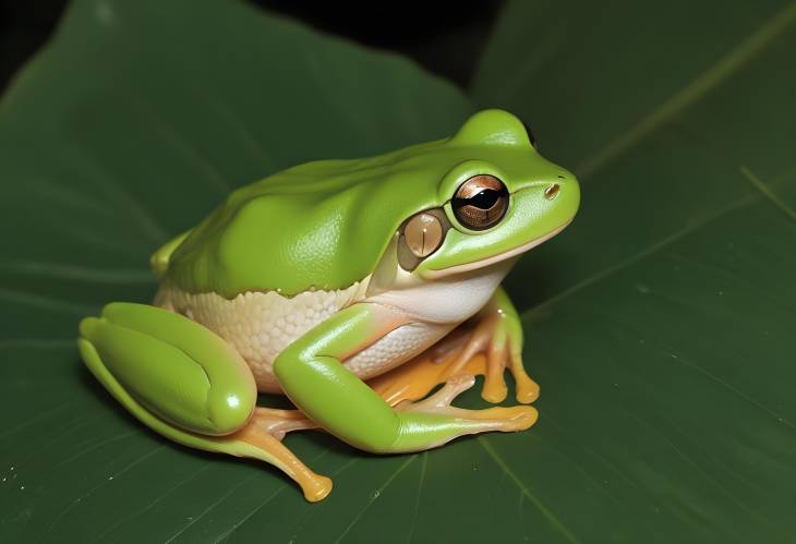 Farmland Green Tree Frog Rhacophorus arvalis displaying inflated vocal sac, endemic to Taiwan  Ta