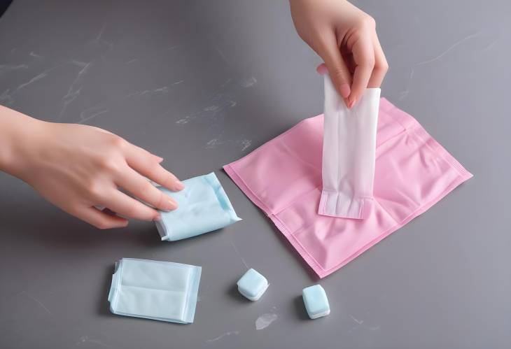 Feminine Hygiene Products Pads, Tampons, and Menstrual Care in a Beauticians Workspace