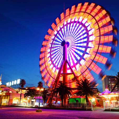 Ferris Wheel at Port of Kobe Beautiful Sight of the Ferris Wheel Against the Kobe Harbor Backdrop