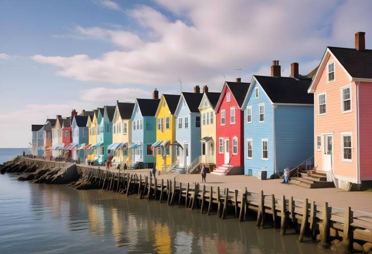 Festival Fun in a Seaside Town Colorful Houses and Coastal Joy