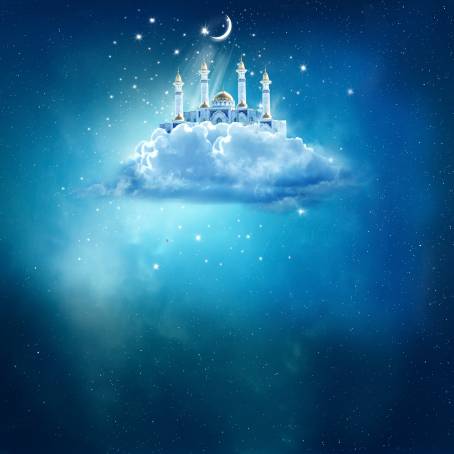 Festive Ramadan Kareem and Eid Ul Adha Cards with Crescent Moon and Lights