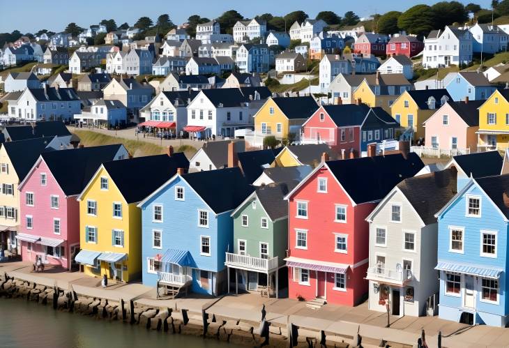 Festive Seaside Celebration Coastal Bliss and Colorful Houses