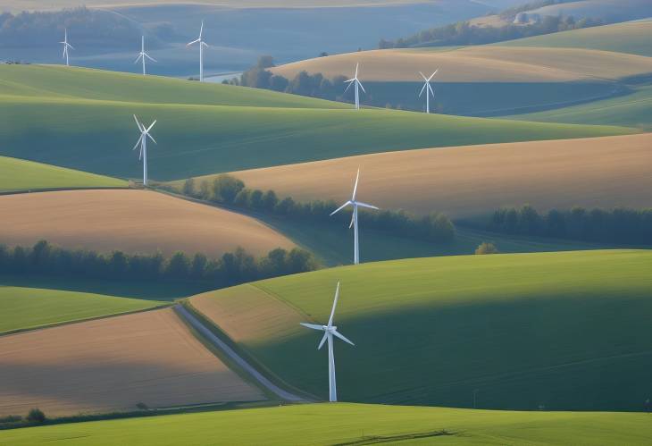 Fields and Wind Turbines at Hundsheimer Berg, Lower Austria, Austria