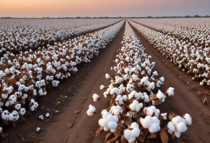 Fields of Cotton Ready for Harvest  Agriculture in Full Bloom