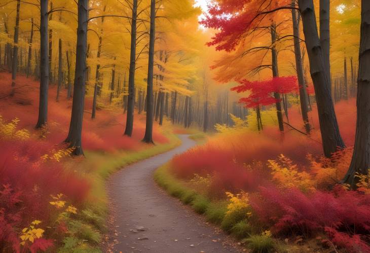 Fiery Fall Colors on a Forest Walk  Captivating Autumn Views