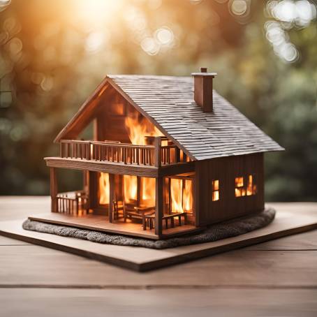 Fire Safety for Home Insurance Cozy Wooden House Model