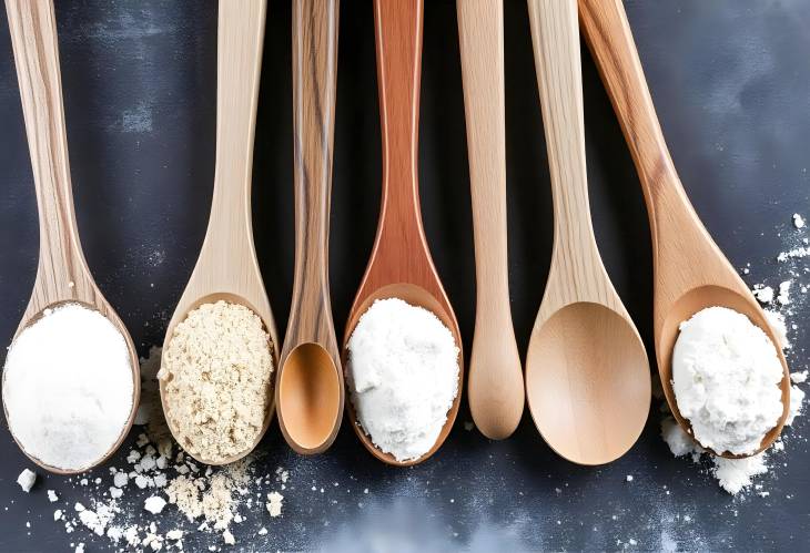 Five Flours A Rainbow of Baking in Wooden Spoons