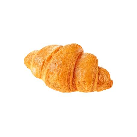 Flaky Croissant Isolated Closeup on White Background, Delicious Pastry Detail