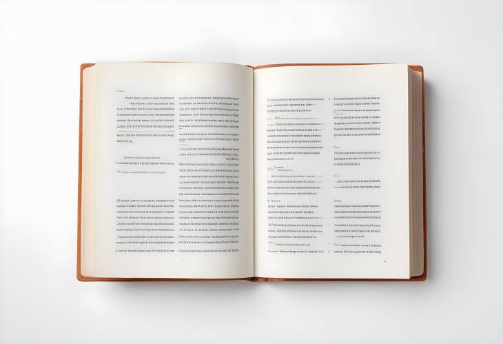 Flat Lay of an Open Book on a White Surface, Ideal for Educational and Literary Themes