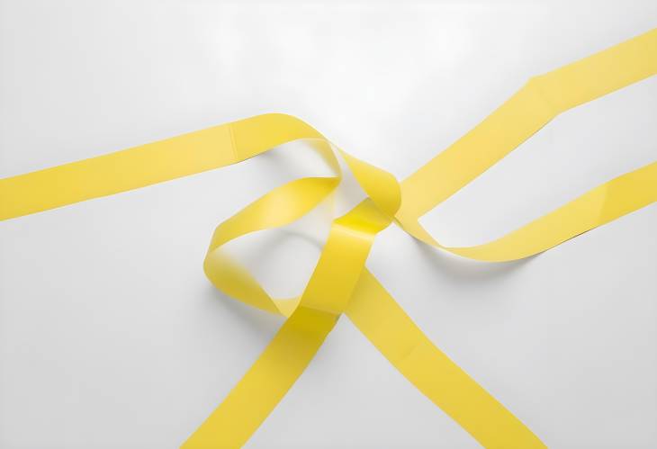 Flat Yellow Tape Placed on Smooth Surface, Isolated on White