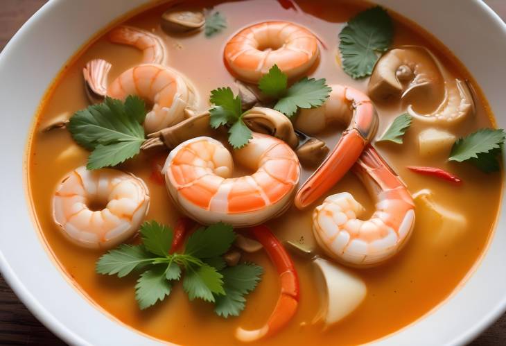 Flavorful Tom Yum Soup Thai Hot and Sour Soup with Shrimp and Lemongrass