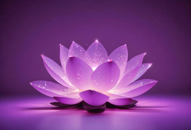 Floating Pink Lotus with Light Purple Sparkle and Soft Background