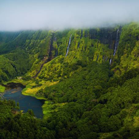 Flores Island Waterfalls and Lake Poco Ribeira do Ferreiro