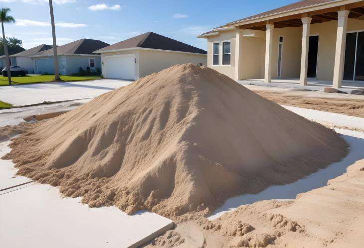 Florida Home Building Concrete Foundation and Shell in a Suburban Neighborhood