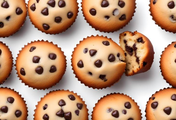 Fluffy Chocolate Chip Muffin on a White Background