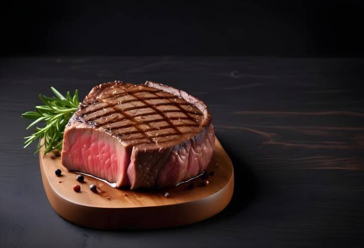 Food Photography Beef Steak on Black Wood Background