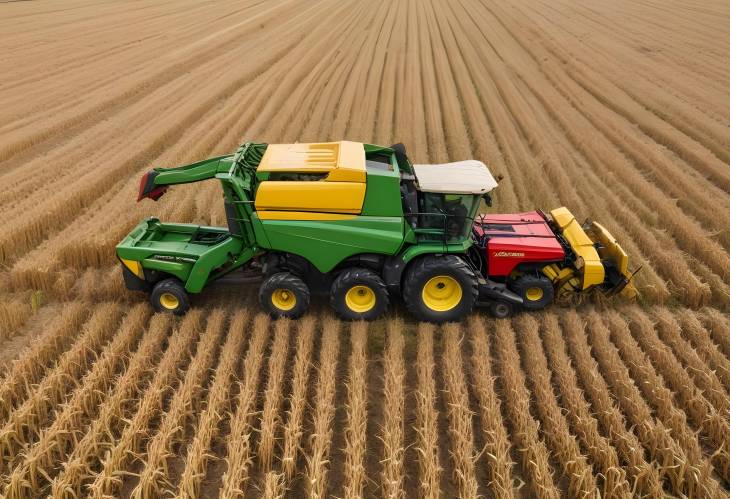 Forage Harvester and Tractor in Maize Field Cutting Crop for Silage Production