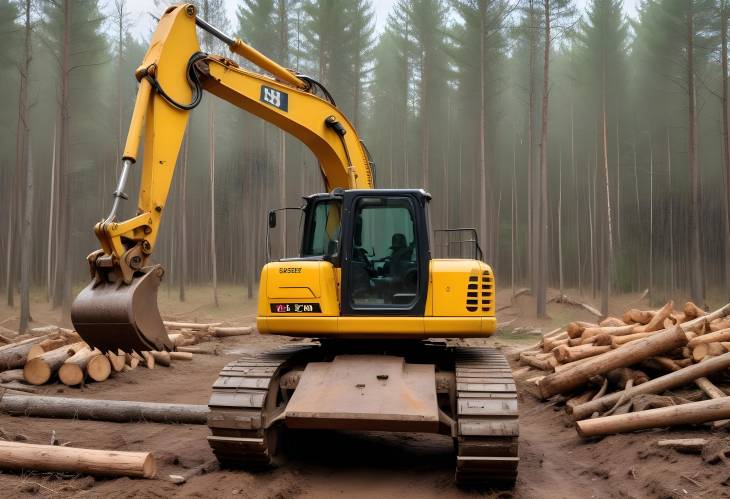 Forest Clearing with Excavator Grapple and Backhoe Timber Crane and Hydraulic Grab Loader