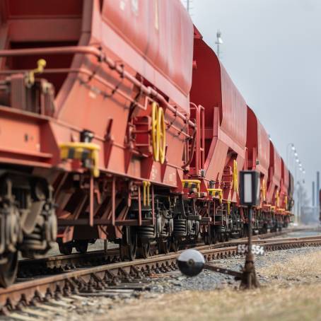 Freight Train at Station Cargo on the Move