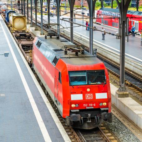 Freight Train Passing by Station Goods Delivery