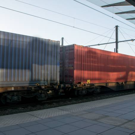 Freight Train Passing Station Goods Delivery