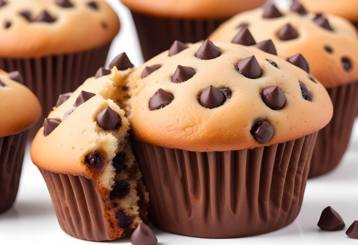 Fresh Chocolate Chip Muffin with Golden Brown Top