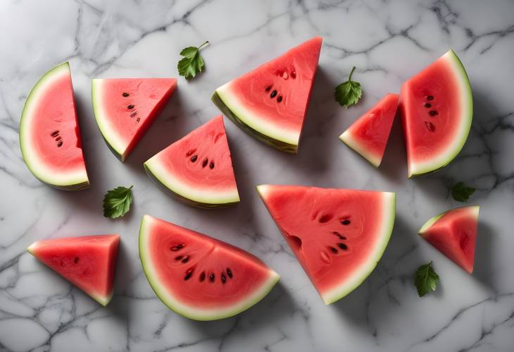 Fresh Chopped Watermelon on a Marble Background A Vibrant and Refreshing Snack