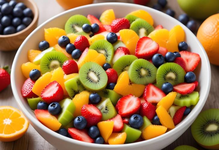 Fresh Fruit Salad with Strawberries, Kiwi, and Blueberries