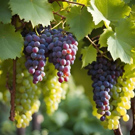 Fresh Green Grapes with Leaves on the Vine, Famous from Turpan, Xinjiang, China