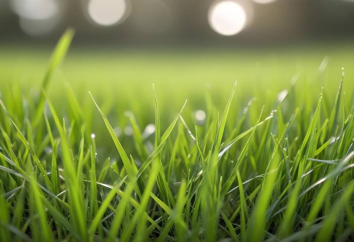 Fresh Green Grass Close Up with Blurred Background Effect